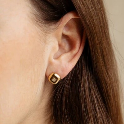 Boucles d'oreilles ZUANI Acier doré et zirconium