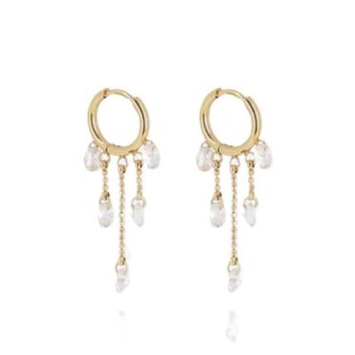 Boucles d'oreilles MOLFETTA Acier doré et zirconiums