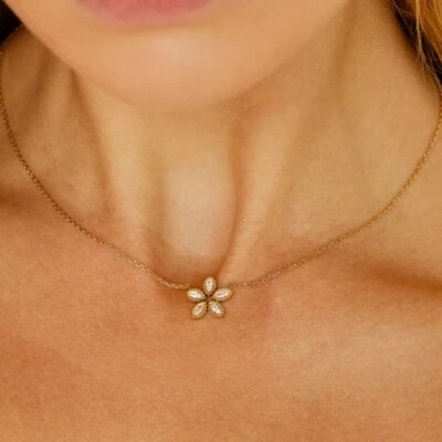 Collier DEMO Acier doré et Zirconiums