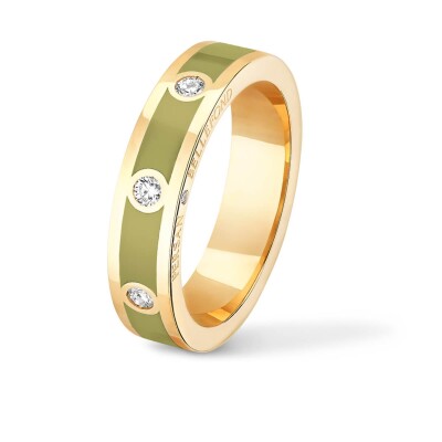 Bague Classique Persan & Bellefond Vert Mousse 3 Diamants CRDISM