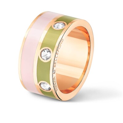 Bague Double Persan & Bellefond Vert Mousse Spiaggia Rosa 3 Diamants DRDISMSR