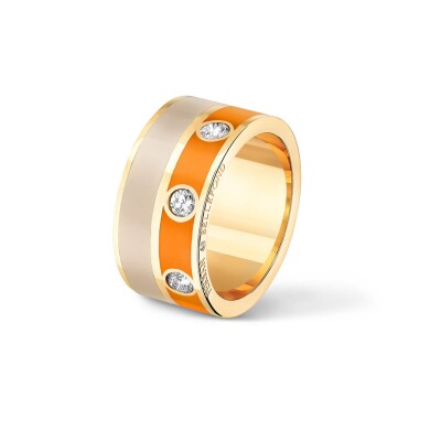 Bague Double Persan & Bellefond Terre Orange Beige Sable 3 Diamants DJDIOOB