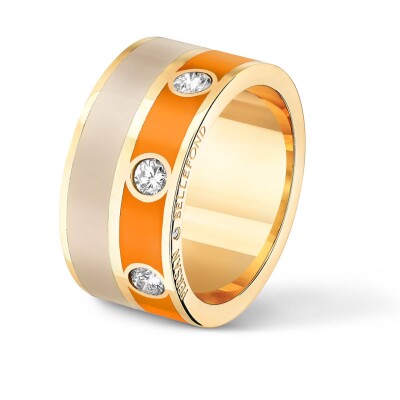 Bague Double Persan & Bellefond Terre Orange Beige Sable 3 Diamants DJDIOOB