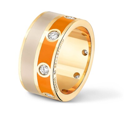 Bague Double Persan & Bellefond Terre Orange Beige Sable 8 Diamants DJDIOOBTC