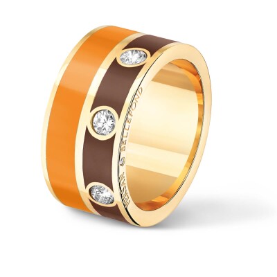 Bague Double Persan & Bellefond Lily Brown Terre Orange 3 Diamants DJDIVBOO