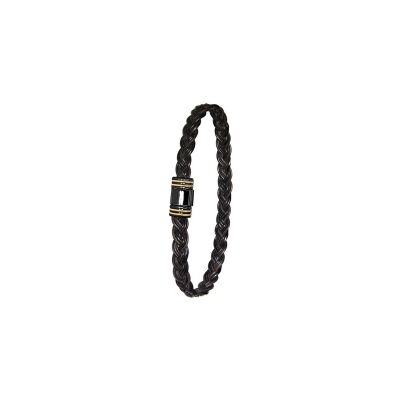 Bracelet Albanu Savane Karongwe en poil d'éléphant tressé, or jaune et acier PVD