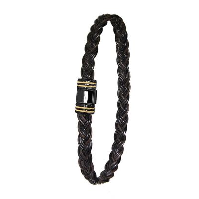Bracelet Albanu Savane Karongwe en poil d'éléphant tressé, or jaune et acier PVD