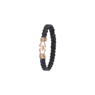 Bracelet Albanu Savane Sandfontain en poil d'éléphant tressés et or rose