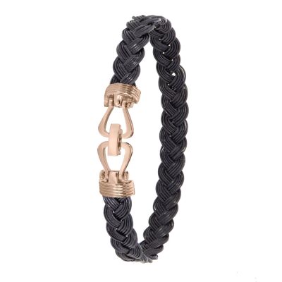Bracelet Albanu Savane Sandfontain en poil d'éléphant tressés et or rose