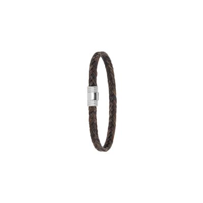 Bracelet Albanu Equus Appaloosa en acier et crins tressés