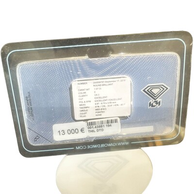 Diamant naturel 1 carat qualité Exceptionnelle + monture offerte