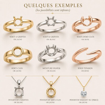 Diamant naturel 1 carat qualité Exceptionnelle + monture offerte