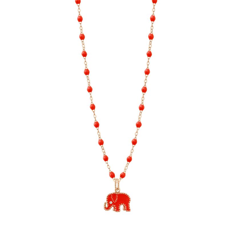 Pendentif Eléphants - AC by AC x Gigi Clozeau en or rose, résine corail et diamant