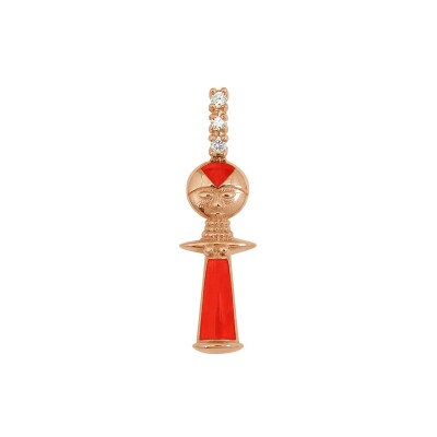 Pendentif Ashanti - AC by AC x Gigi Clozeau en or rose, résine corail et diamants