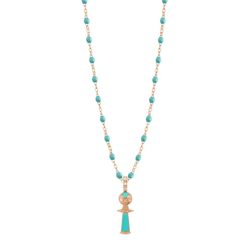 Pendentif Ashanti - AC by AC x Gigi Clozeau en or rose, résine turquoise et diamants