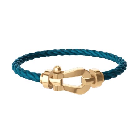 Bracelet Fred Force 10 grand modèle or jaune et corderie bleu