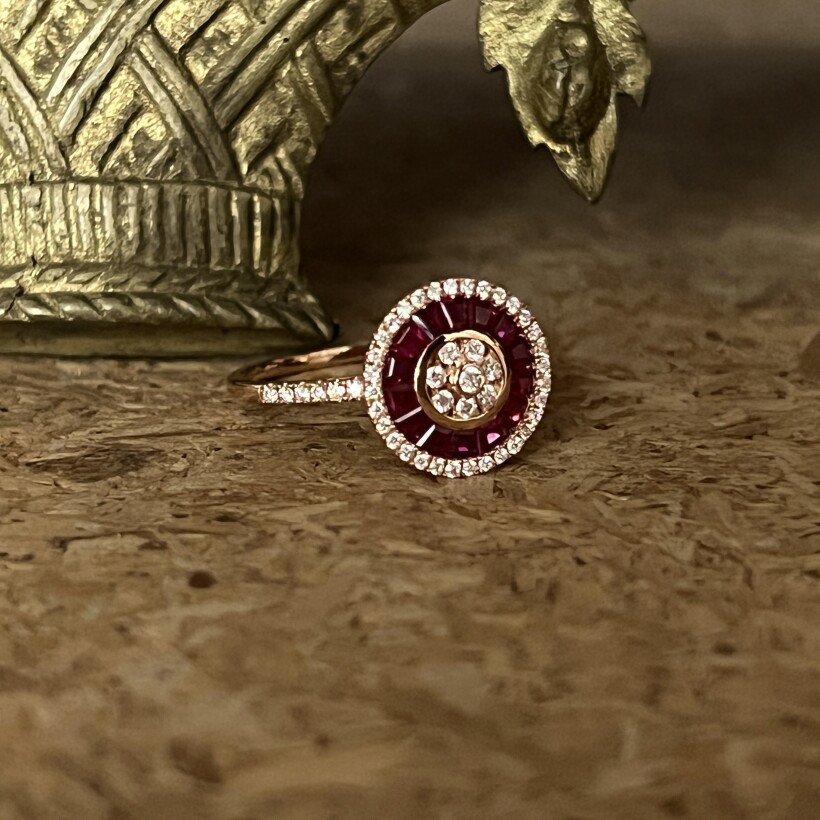 Bague Casino en or rose, rubis et diamants