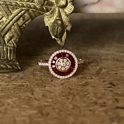 Bague Casino en or rose, rubis et diamants