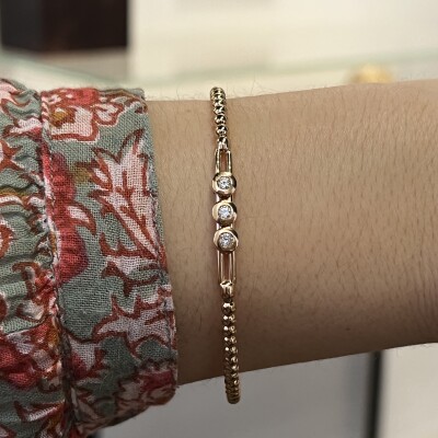 Bracelet Mix Me en or rose et diamants