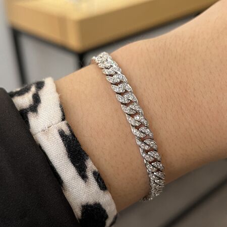 Bracelet Link en or blanc et diamants