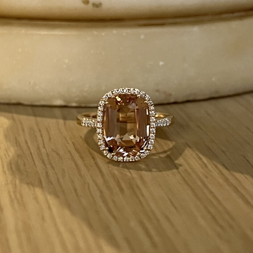 Bague San Marco en or rose, morganite de 4,48 carats et diamants