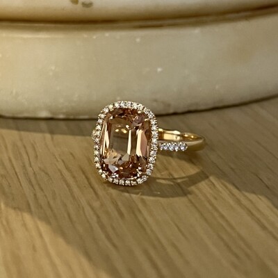 Bague San Marco en or rose, morganite de 4,48 carats et diamants