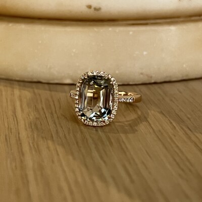 Bague San Marco en or rose, prasiolite de 4,16 carats et diamants