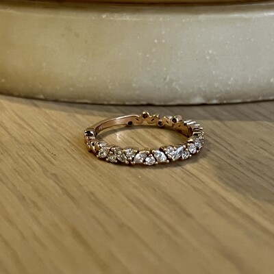 Bague Hype en or rose, diamants de taille marquise et diamants