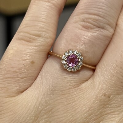 Bague Héritage en or rose, saphir rose et diamants