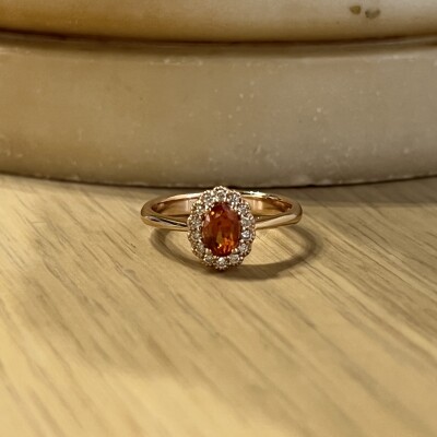 Bague Héritage en or rose, saphir orange et diamants