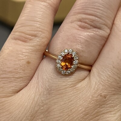 Bague Héritage en or rose, saphir orange et diamants
