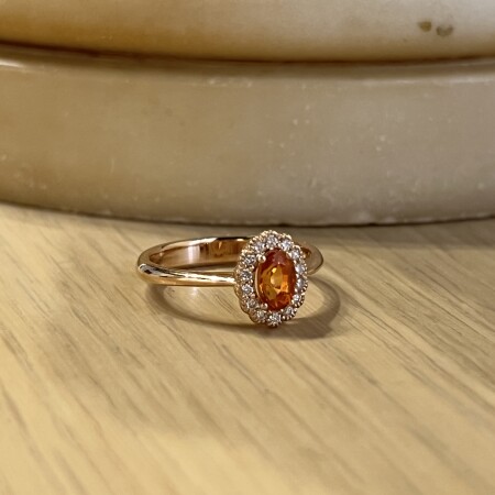 Bague Héritage en or rose, saphir orange et diamants