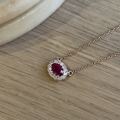 Collier Héritage en or rose, rubis et diamants