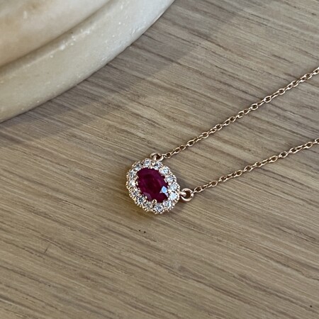 Collier Héritage en or rose, rubis et diamants