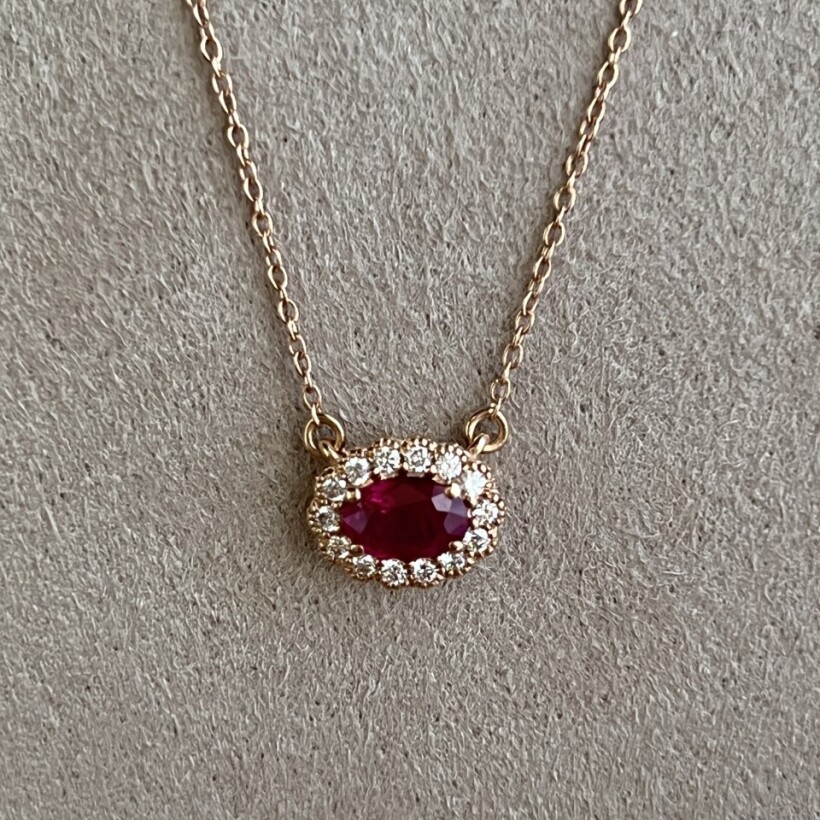 Collier Héritage en or rose, rubis et diamants