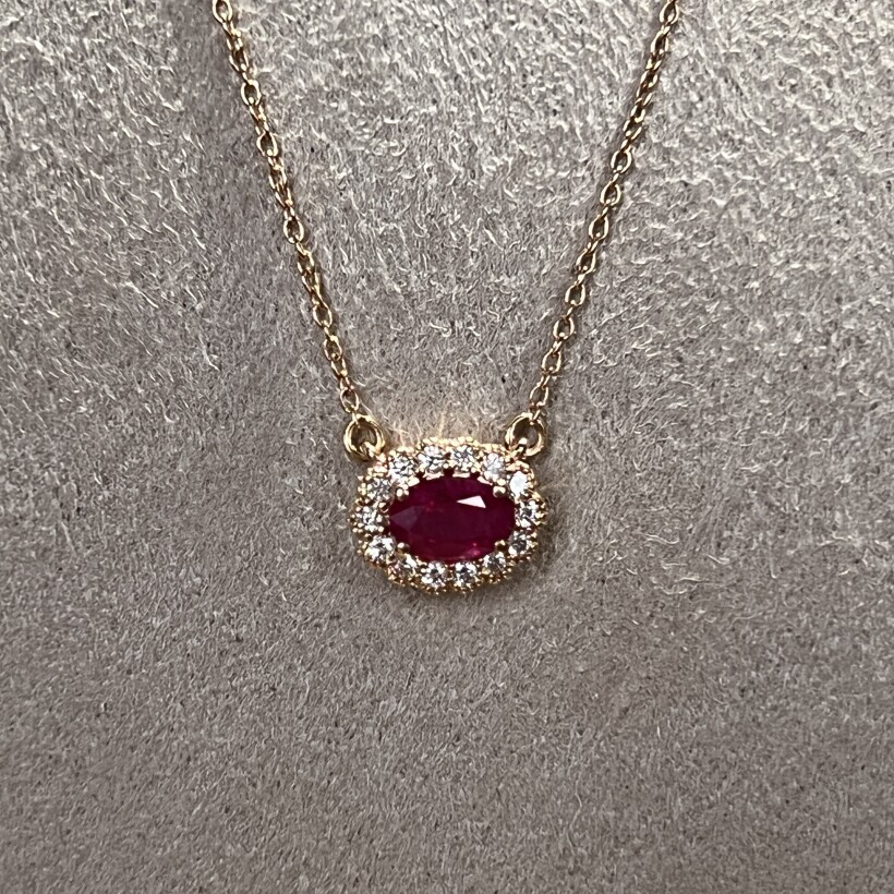 Collier Héritage en or rose, rubis et diamants