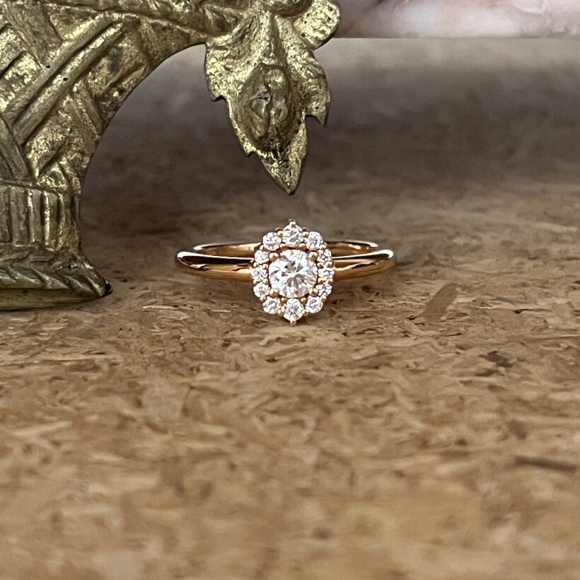 Bague en or rose et diamants