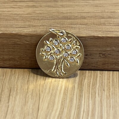 Médaille Arbre de vie en or jaune et diamants