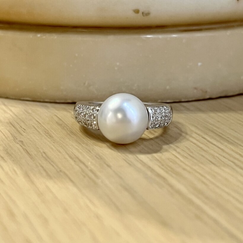 Bague Galaxy en or blanc, perle des mers du sud et diamants