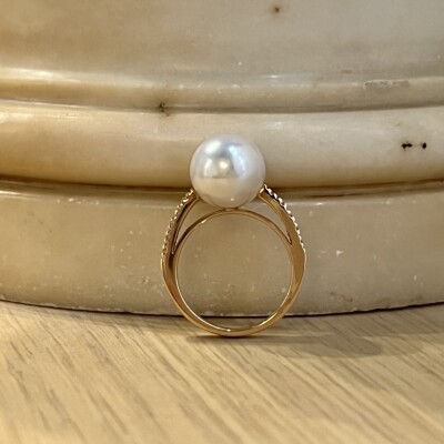 Bague Galaxy en or rose, perle des mers du sud et diamants