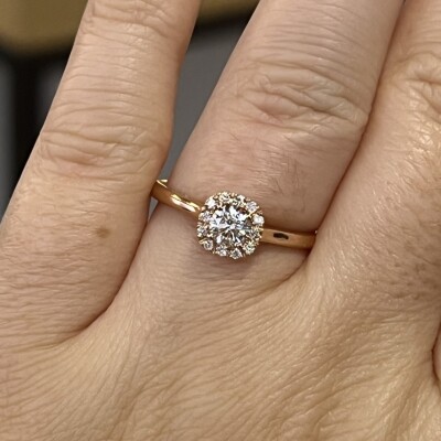 Solitaire Héritage en or rose et diamants