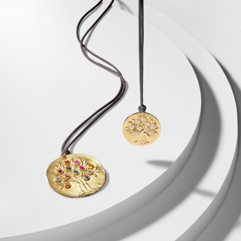 Médaille Arbre de vie en or jaune et diamants