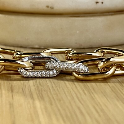 Bracelet Toutankhamon en or jaune et diamants pour 2,40 carats