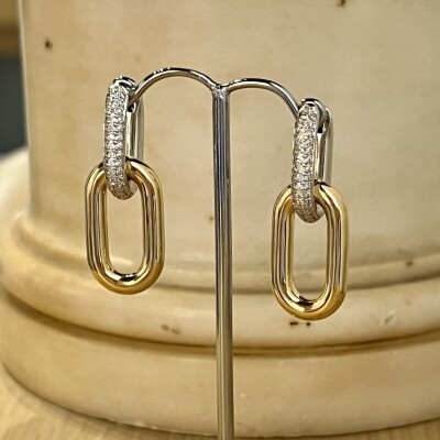 Boucles d’oreilles Toutankhamon en or blanc, or jaune et diamants