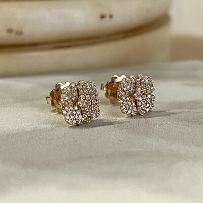 Boucles d’oreilles Capucine en or rose et diamants