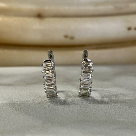 Boucles d’oreilles Los Angeles en or blanc et diamants de taille baguette