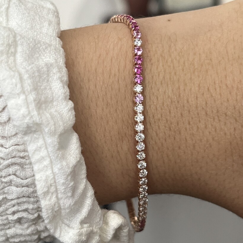 Bracelet Idylle en or rose, saphirs roses et diamants