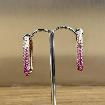 Boucles d’oreilles Idylle en or rose, saphirs roses et diamants