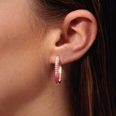 Boucles d’oreilles Idylle en or rose, saphirs roses et diamants