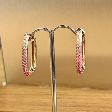 Boucles d’oreilles Idylle en or rose, saphirs roses et diamants